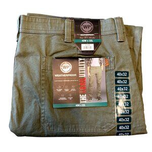 Weatherproof Mens Trail Utility Pants 40W X 32L Green Straight Leg Flex Waistban
